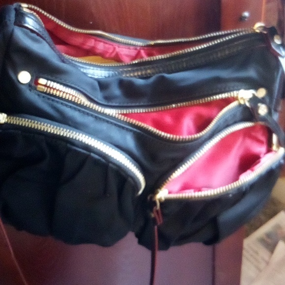 MZ Wallace crossbody or shoulder bag, leather trim red satin inner  liner - Picture 4 of 10